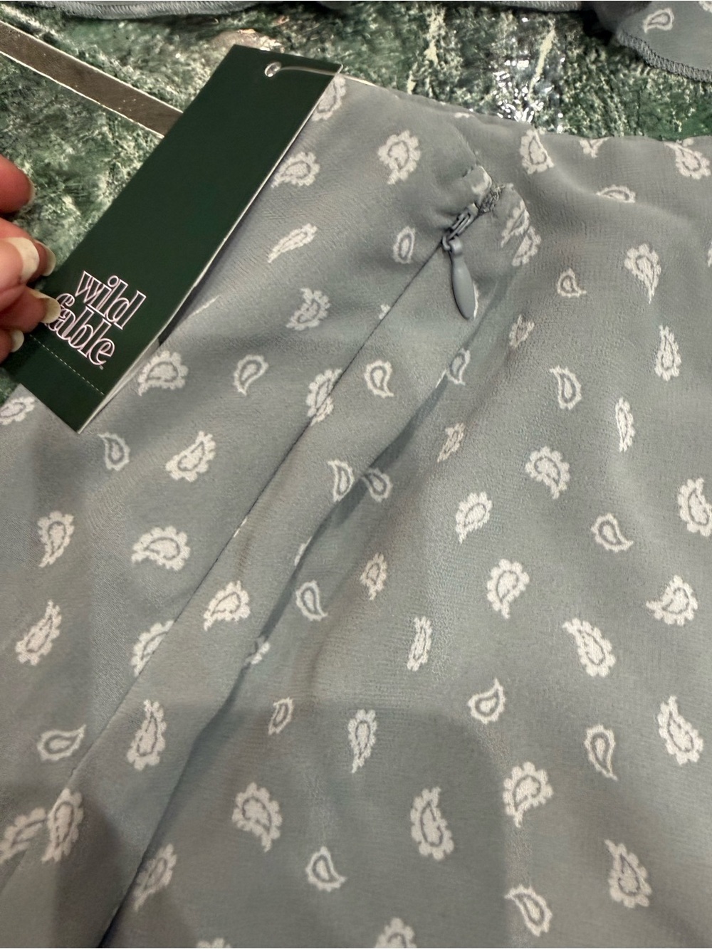 Set! Women's Mini Flyaway Bandana Skirt set Wild Fable Slate Blue Paisley L NWT - Picture 12 of 15